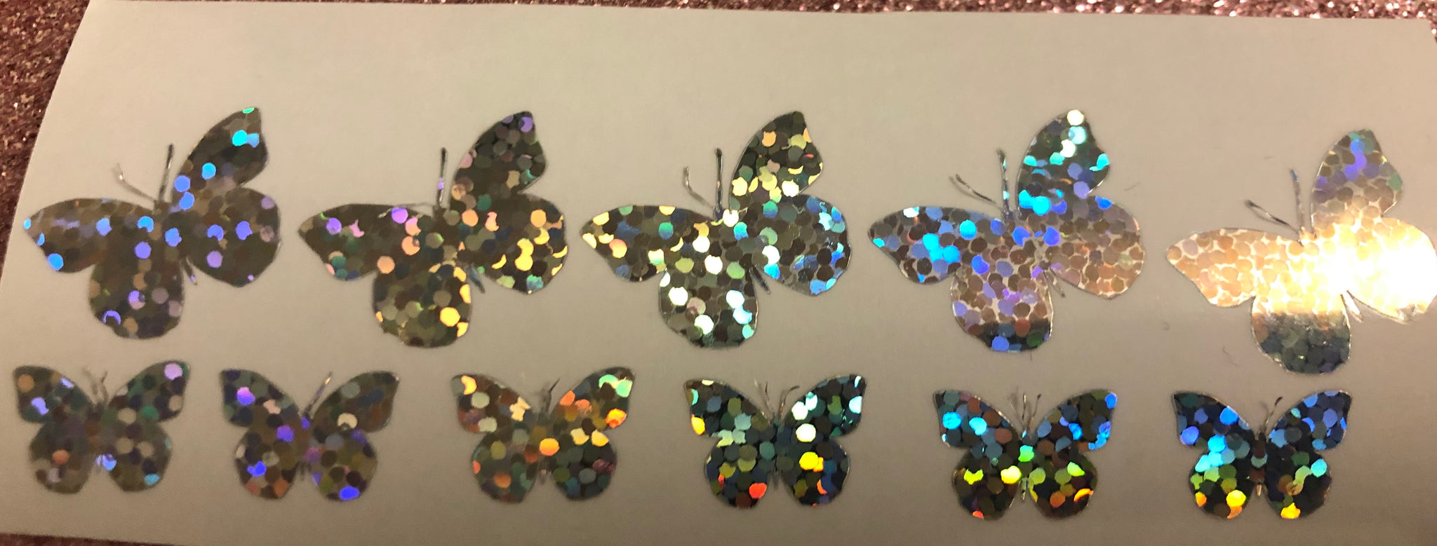 Silver holographic butterflies