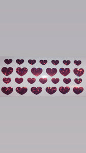 Valentines Holographic red glitter hearts