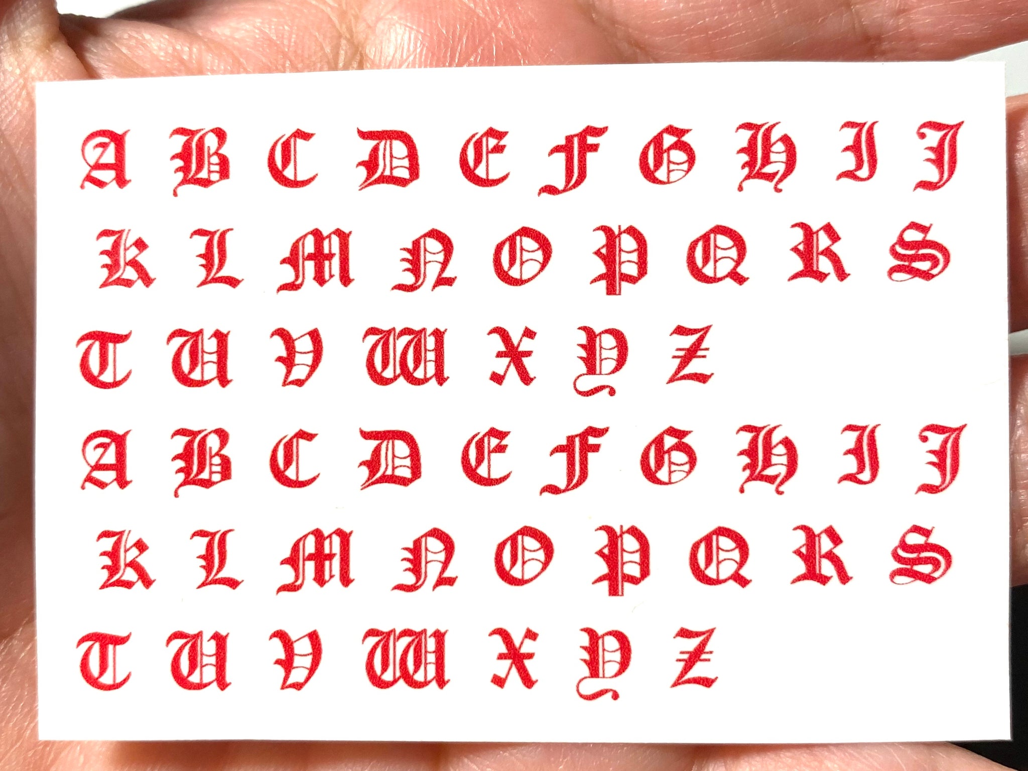 Red Old English Letters