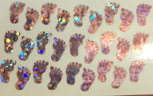 Pink holographic glitter baby feet