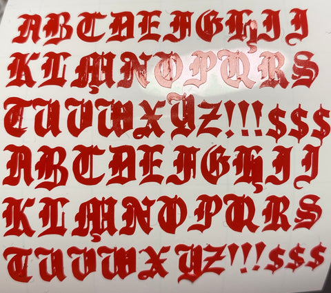 Red Old English Letters Small